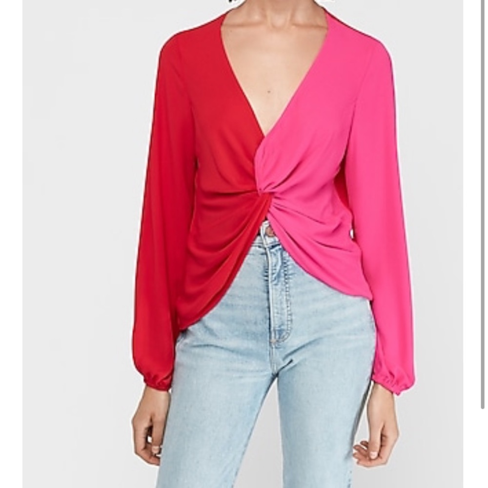 Express Twist Front Color Block Top